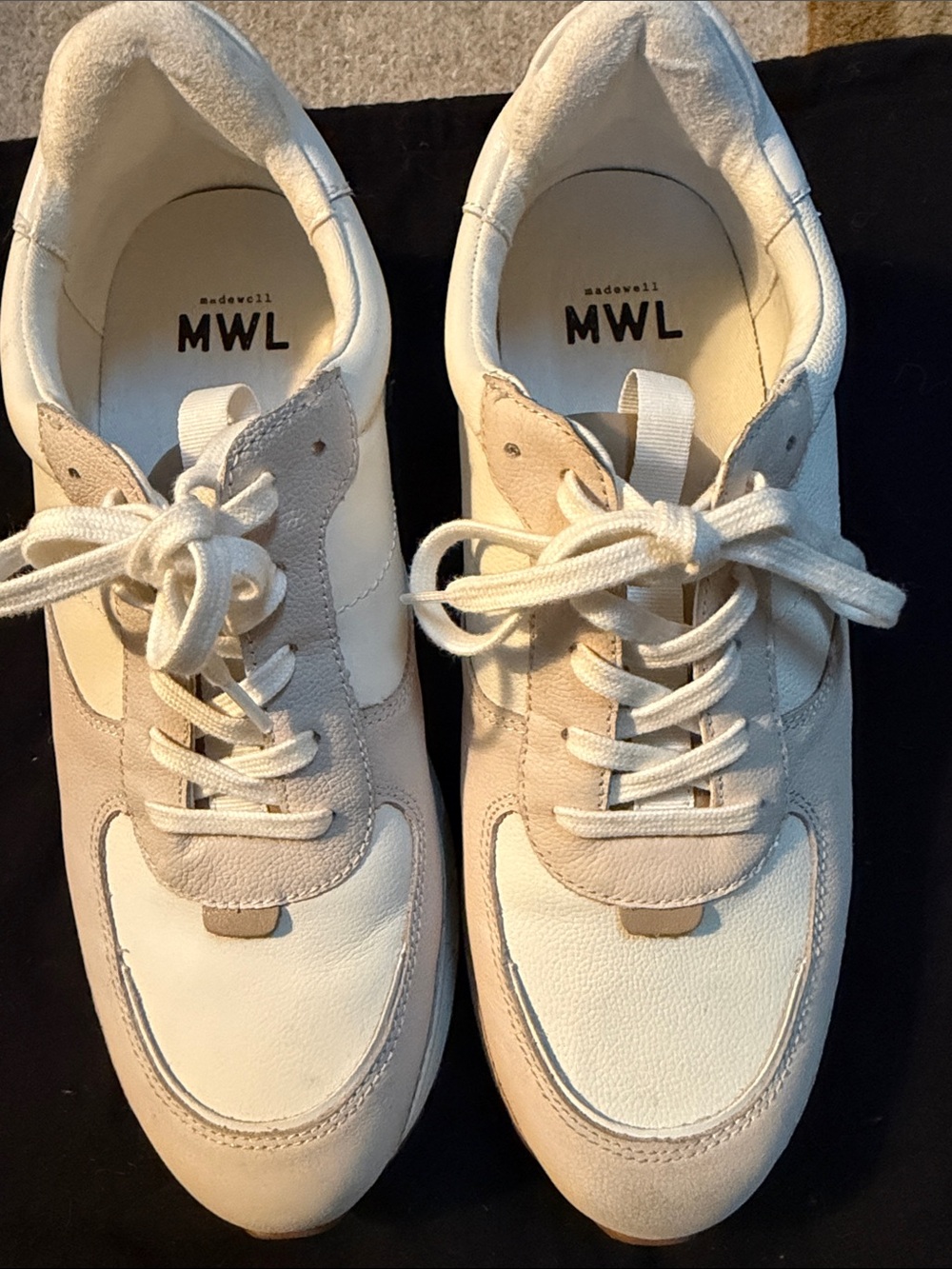Madewell MWL Cream & Beige Lace-Up Sneakers